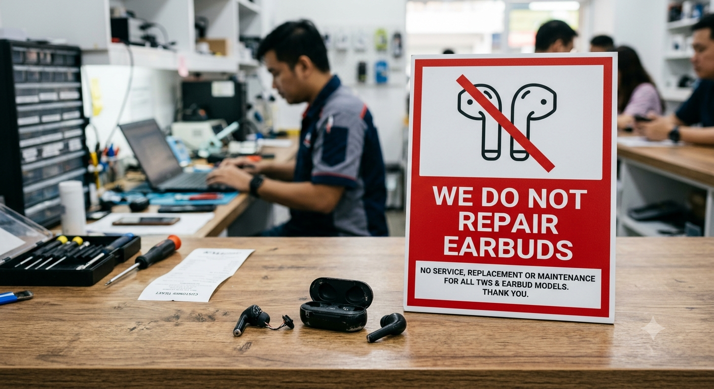 Earbuds are not repair here