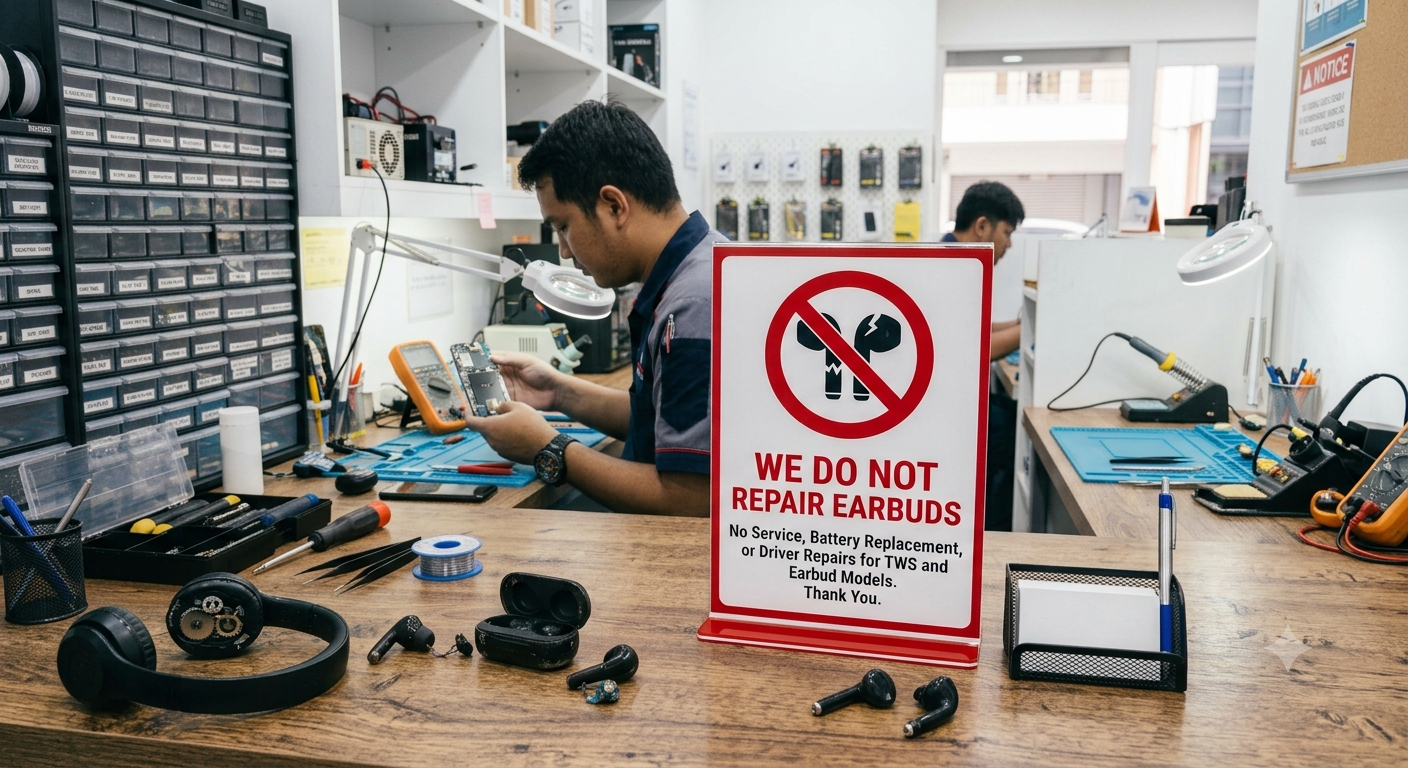 We don't repair earbuds
